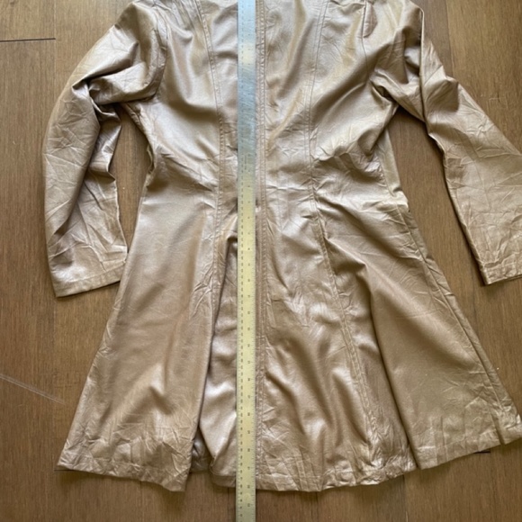 Fit and flare jacket mid length Tan Faux Leather - Picture 7 of 14